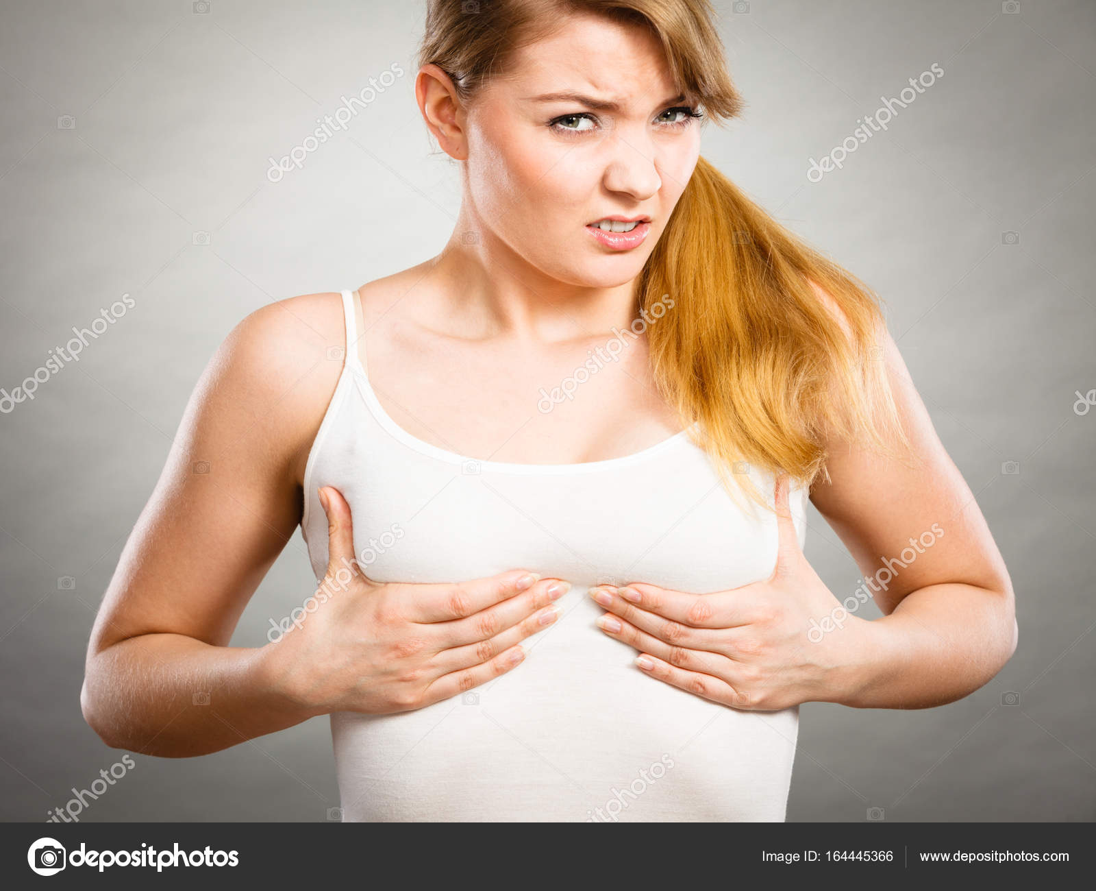 Woman Holding Touching Her Breast. Stock Image - Image of chest