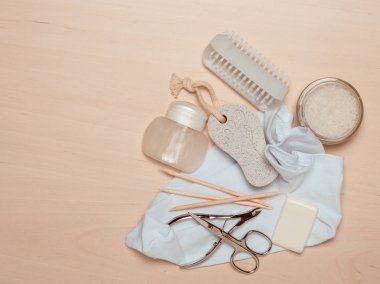 Pedikür aksesuarları araçları Üstten Görünüm