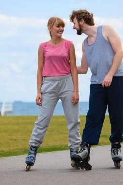 paten patenci çift açık buz pateni