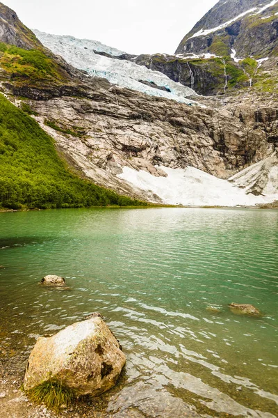 Boyabreen Buzulu ve Norveç'te Gölü — Stok fotoğraf