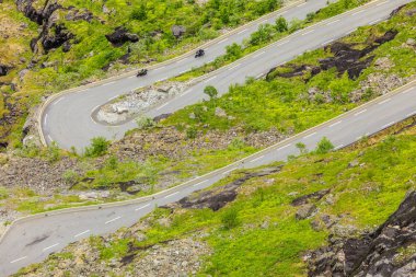 Troller yol Trollstigen dağ yolu Norveç'te