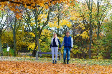 Aşık çift romantik Tarih içinde park zevk..