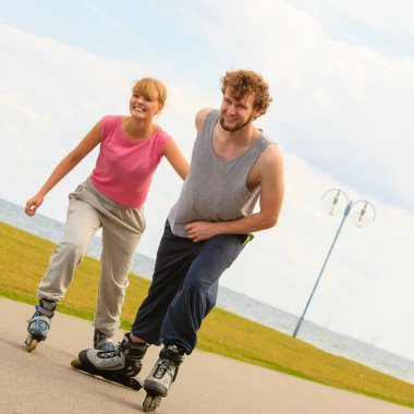 paten patenci çift açık buz pateni