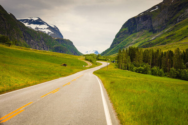 Road landscape in norwegian mountains