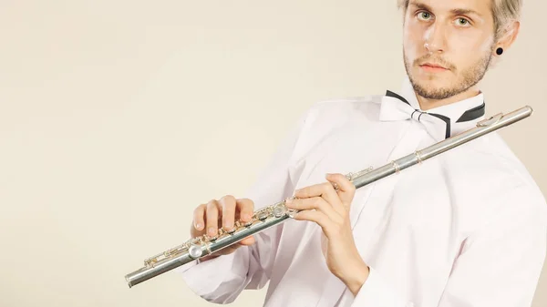 Flute music playing flutist musician performer — Stock Photo, Image