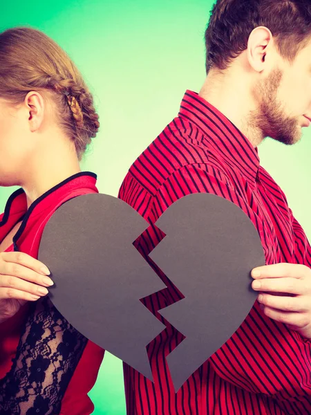 Couple with broken heart breaking up. — Stock Photo, Image