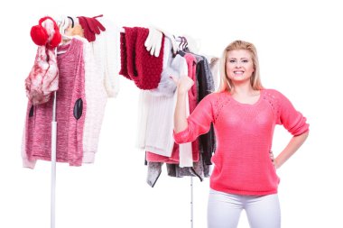 Kadın giyim, kararsızlık seçme ev dolaba