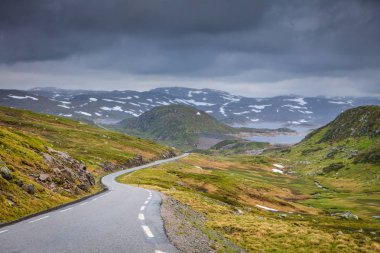 Yol manzara Norveç dağlarında