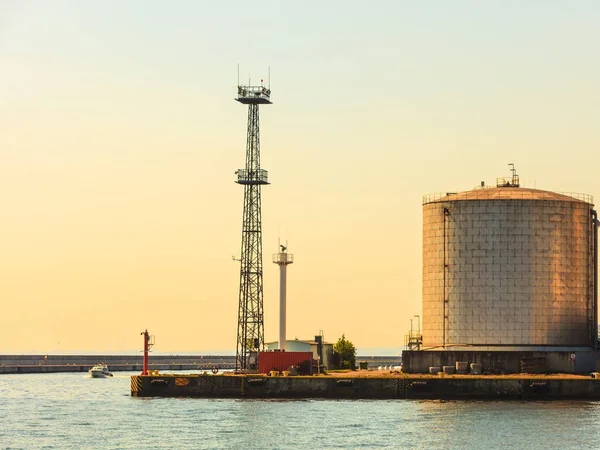 Silo in morning harbour. — Stock Photo, Image