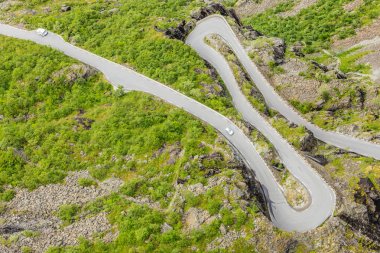 Troller yol Trollstigen dağ yolu Norveç'te