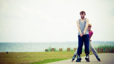 paten patenci çift açık buz pateni