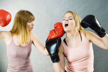 İki saldırgan kadın boks mücadele