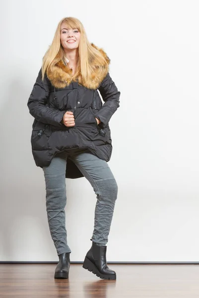 Fashion girl in jacket. — Stock Photo, Image
