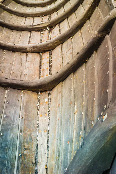 Część starych drewnianych viking łodzi zbliżenie — Zdjęcie stockowe