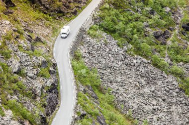 Troller yol Trollstigen dağ yolu Norveç'te
