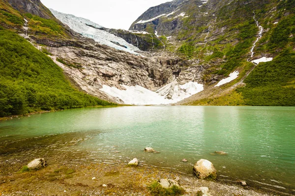 Boyabreen Buzulu ve Norveç'te Gölü — Stok fotoğraf