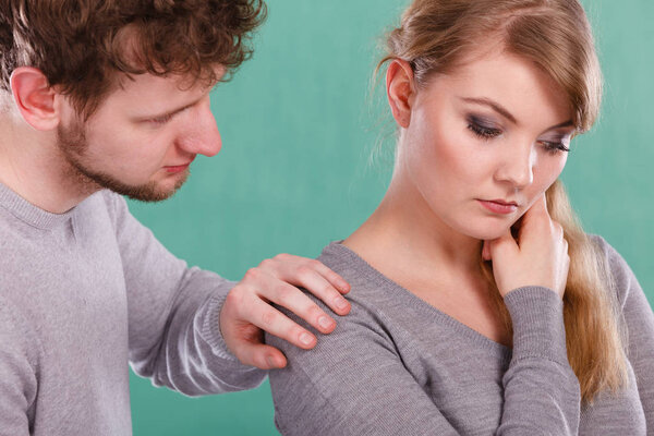 Sad depressed couple portrait.