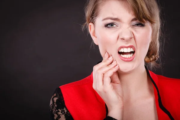 Negative emotion. Woman having tooth ache. — Stock Photo, Image