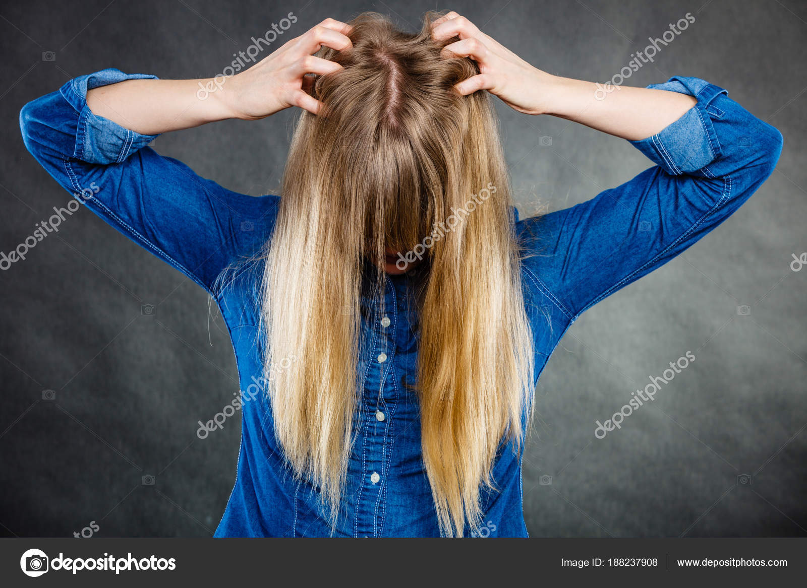 Furious woman pull hair out of head. Stock Photo by ©Anetlanda 188237908