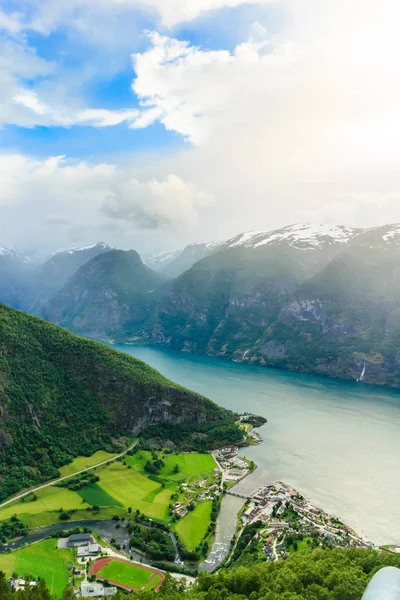 View of the fjords and Aurland valley in Norway — Stock Photo, Image