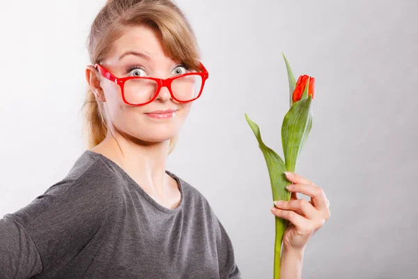 Vrolijke dame gek rond. — Stockfoto