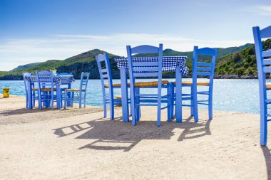 Yunanistan Deniz kıyısında açık kafe Açık Restoran