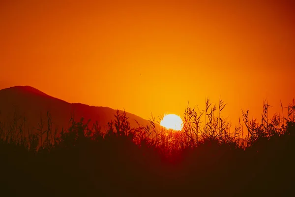 Sunrise over mountain hill — Stock Photo, Image