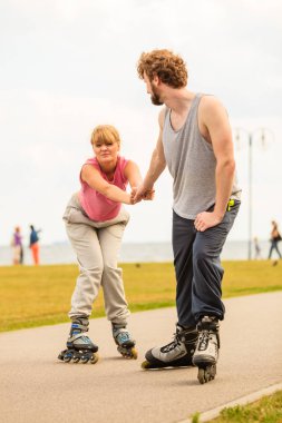 paten patenci çift açık buz pateni