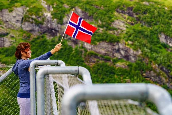 Utsikten 'de turist bakış açısı, Norveç — Stok fotoğraf