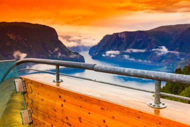Stegastein Viewpoint Norveç 'te Fjord Landscape