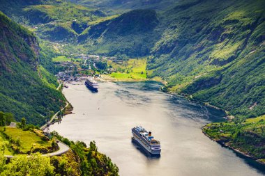 Fiyort Geirangerfjord Feribot Tekne, Norveç ile.