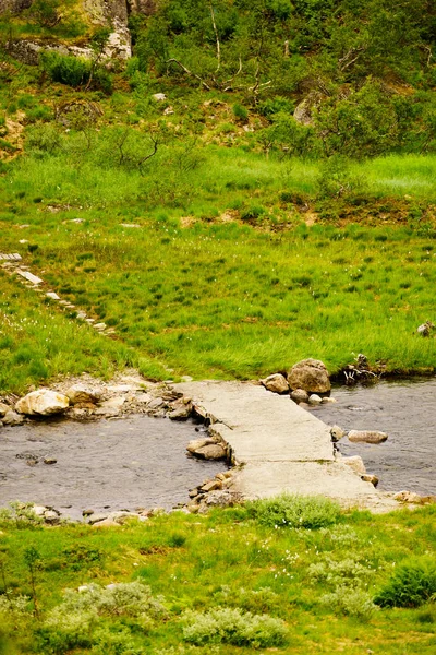 Fußgängerbrücke über den Fluss, Norwegen — Stockfoto