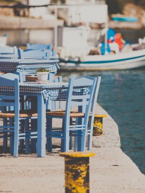 Yunanistan Deniz kıyısında açık kafe Açık Restoran