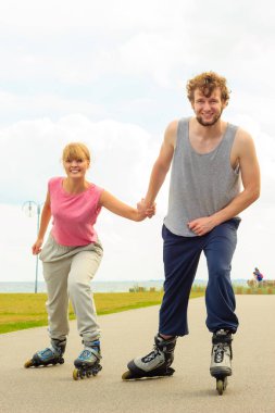 paten patenci çift açık buz pateni