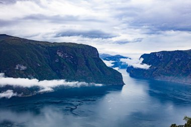 Fiyort manzara Norveç'te Aurlandsfjord