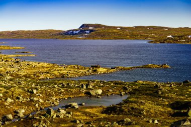 Hardangervidda'da dağın Yaylası manzara, Norveç