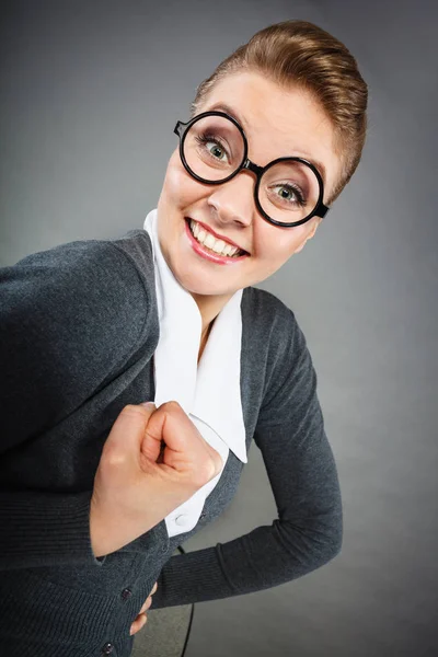 Concepto Satisfacción Felicidad Feliz Mujer Elegante Relajado Satisfecho Disfrutar Trabajo — Foto de Stock