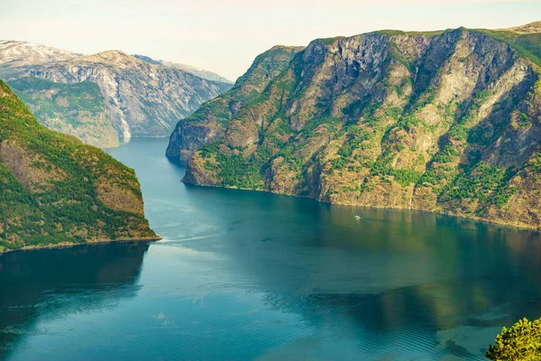 Aurlandsfjord Fjord Landschap Noorwegen Scandinavië Nationale Toeristische Route Aurlandsfjellet — Stockfoto