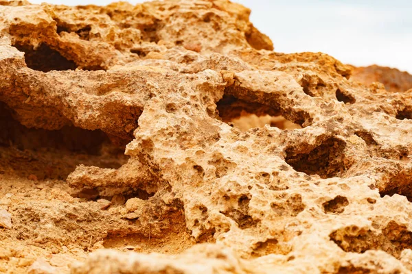 Cocedores Strand Mit Gelben Sandformationen Mittelmeer Region Murcia Spanien — Stockfoto