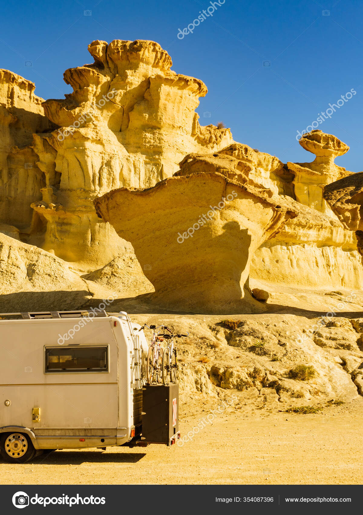 Camper Car Parking Area Eroded Yellow Sandstone Formations Enchanted ...