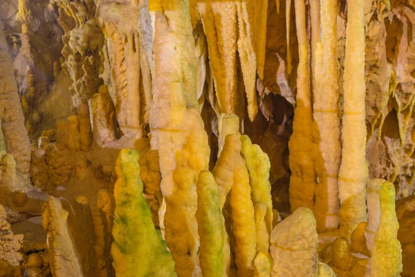 Formations Impressionnantes Des Stalactites Stalagmites Dans Grotte Dirou Destination Grecque — Photo