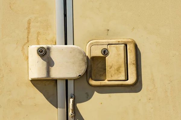 Detail of camper car door with security lock