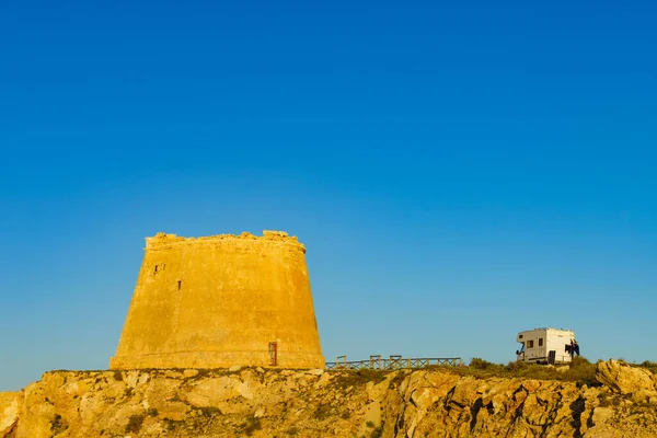 Caravan Mesa Roldan Tower Visiting Cabo Gata Nijar Natural Park — Stock Photo, Image