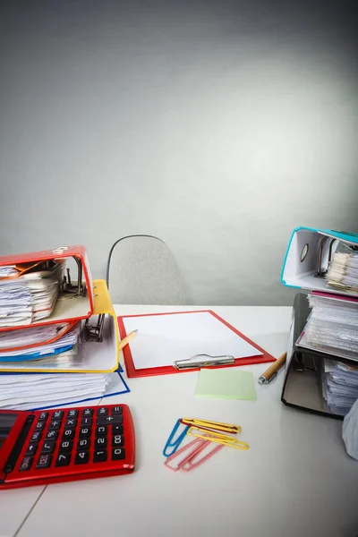 Job Work Furniture Documents Concept Office Desk Littered Papers Bureau — Stock Photo, Image