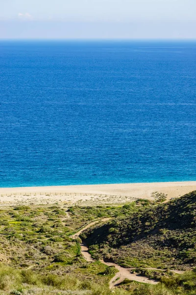 Coastal Landscape Walking Area Path Sandy Beach Cabo Gata Nijar — Stock Photo, Image