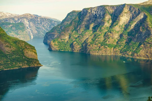 Aurlandsfjord Fjord Landschap Noorwegen Scandinavië Nationale Toeristische Route Aurlandsfjellet — Stockfoto