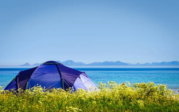 Tenda Riva Mare Estate Campeggio Sulla Riva Dell Oceano Arcipelago — Foto Stock