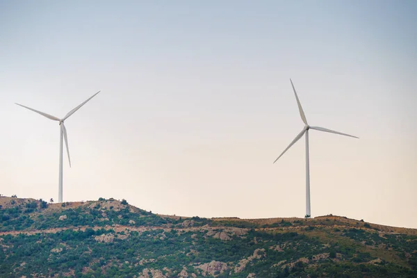 Moulins Vent Sur Les Collines Grecques Parc Éolien Source Énergie — Photo