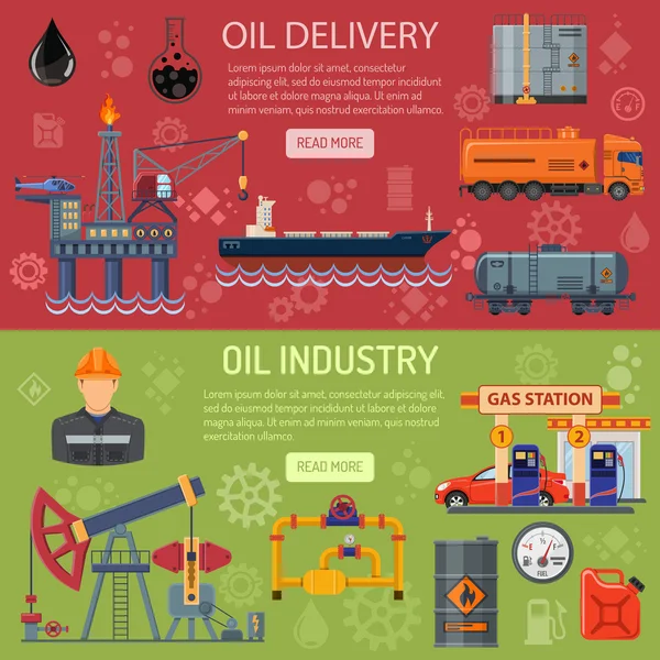 Indústria do petróleo Banners — Vetor de Stock