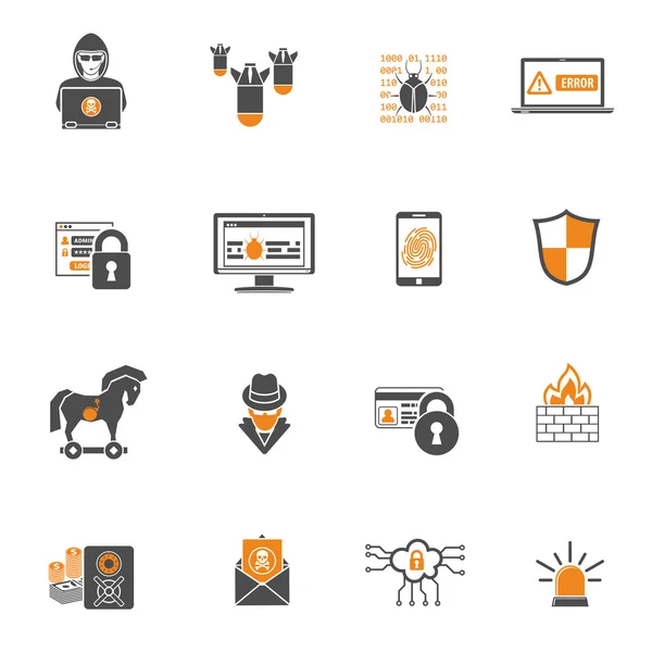 Ensemble d'icônes de sécurité Internet — Image vectorielle